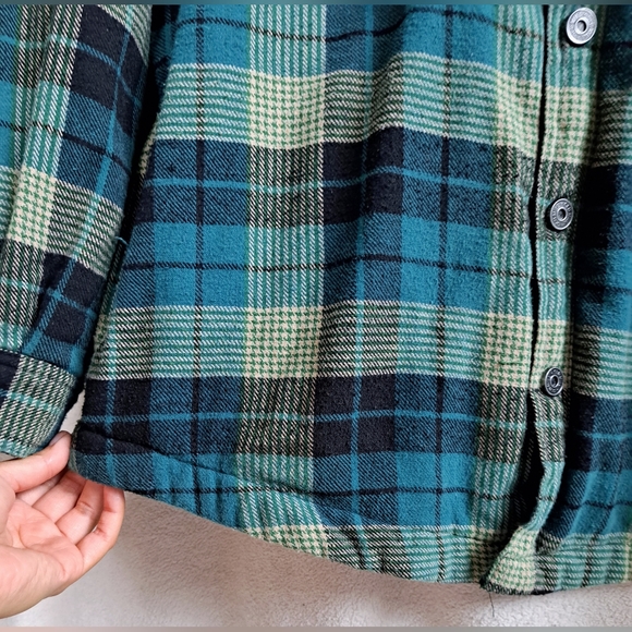 Men's Old Mill Thick Button Up Green and Blue Plaid Jacket - Picture 5 of 13